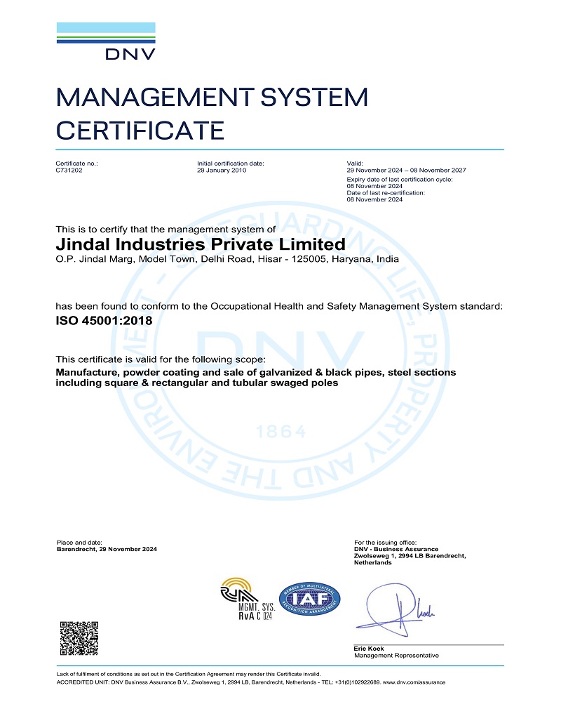 ISO 45001:2018 Certificate
